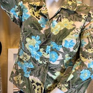 LOFT Floral Blouse - Green and Blue